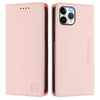 For iPhone 11 Pro Max RC01 Dual-Folded Magnetic Suction RFID Leather Phone Case(Pink)