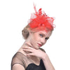 Handmade Bride Mesh Hair Accessories Wedding Photo Hat Headwear(Red)