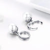 Round Shell Bead Earrings Simple Ladies Silver Earrings