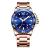 OCHSTIN 7002B Multifunctional Quartz Waterproof Luminous Steel Strap Men Watch(Rose Gold+Blue)