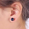 1 Pairs DIY Simple Round Natural Agate Stone Women All-match Stud Earrings(Blue Sandstone)