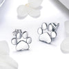 Women Fashion Pet Cat Footprints Silver Earrings, Color:White