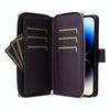For iPhone 14 Pro Nine-card Slots Zipper Wallet Bag Leather Phone Case(Dark Purple)