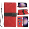 For Samsung Galaxy A05 Grid Stitching Leather Phone Case with Lanyard(Red)