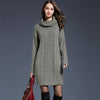 Autumn And Winter Knitwear Dresses Long Turtleneck Sweater For Women, Size: XXXXL(Grey)