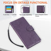 For Samsung Galaxy S23 Ultra 5G Rose Flower Embossed 3-Card Slots Leather Phone Case(Deep Purple)