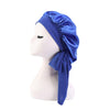 TJM-301-1 Faux Silk Adjustable Stretch Wide-Brimmed Night Hat Satin Ribbon Round Hat Shower Cap Hair Care Hat, Size: Free Size(Royal Blue)