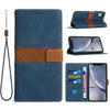 For iPhone XR Grid Stitching Leather Phone Case with Lanyard(Blue)