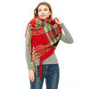 Autumn & Winter Polyester Ladies Warmth Thickened Fringed Fine Grid Scarf, Size:190cm(GWB12-02 Navy)