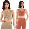 Super Supportive Sport Bra Front Zipper Tights Crop Top Yoga Vest, Size: M(Brick Red)