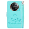 For Realme 13+ Global Cute Cats RFID Leather Phone Case(Green)