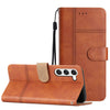 For Samsung Galaxy S25 5G Cowhide Texture Stitching Leather Phone Case(Brown)