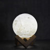 8cm Touch Control 3D Print Moon Lamp, USB Charging White + Yellow Light Color Changing LED Energy-saving Night Light with Wooden Holder Base