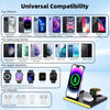 C27 15W 4 in 1 Foldable Magnetic Wireless Charger with Ambient Light (White)