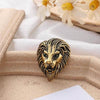 Personality Creative Lion Brooches Retro Alloy Animal Badge Coat Suit Chest Blossom(Golden)