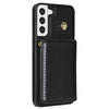 For Samsung Galaxy S21 5G Three Fold Card Bag Phone Case with Long Lanyard(Black)