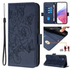 For Samsung Galaxy A16 Embossed Rose RFID Anti-theft Leather Phone Case(Dark Blue)