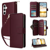 For Samsung Galaxy S23 FE 5G Nine-card Slots Zipper Wallet Bag Leather Phone Case(Wine Red)