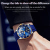 OLEVS 6650 Men Luminous Waterproof Silicone Strap Mechanical Watch(Blue + Gold)