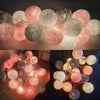 3M 20 Leds Cotton Ball Light String Holiday Wedding Christmas Party Bedroom Fairy Lights Outdoor LED Light Garland Decoration, Power Supply: Battery(Pink)