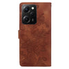 For Redmi Note 12 Pro 5G Global Lace Floral Embossed Magnetic Buckle PU Phone Case With Wrist Strap(Brown)