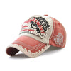 JAMONT 12970 Tiger Head Pattern Sun Hat Embroidery Baseball Cap Cotton Outdoor Leisure Cap, Size:One Size(Wine Red)