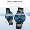 OLEVS 5869 1 Pair Couple Waterproof Genuine Leather Strap Quartz Watch(Black)