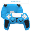 For Sony PS5 Splicing Color Silicone Gamepad Protective Case without Rocker Caps(Blue Black)