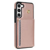 For Samsung Galaxy S23 5G Three Fold Card Bag Phone Case with Long Lanyard(Rose Gold)