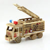 Simulation Fire Rescue Truck Creative Home Model Wooden Ornaments, Style:Fire Truck