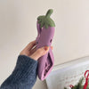 For iPhone 13 Pro Max Cartoon 3D Eggplant Silicone Phone Case(Purple)