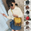 Mini Messenger Bag Cute Tassel Design Kids Coin Purses Children Handbags Shoulder Bags(Black)