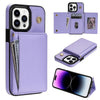 For iPhone 11 Pro Max Three Fold Card Bag Phone Case with Long Lanyard(Purple)