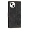 For iPhone 14 Tulips Embossed Leather Phone Case with Lanyard(Black)