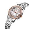 SKMEI 1534 elegant waterproof quartz steel band watch with diamond inlay(Silver Rose Gold)