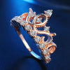 Princess Queen Crown-shaped Rose Gold Plated Zircon Ring, US Size: 10, Diameter: 19.8mm , Perimeter: 62.1mm(Rose Gold)