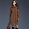 Autumn And Winter Knitwear Dresses Long Turtleneck Sweater For Women, Size: L(Camel)