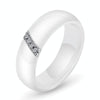 Simple Nano Ceramic Ring Trend Titanium Steel with Zircon Rings, Ring Size:8(White)