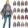 Spring Autumn Winter Checkered Pattern Hooded Cloak Shawl Scarf, Length (CM): 135cm(DP2-05 Yellow)