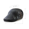 12968 Perforated Strap Design Outdoor All-Match PU Leather Peaked Cap Berets, Size:One Size(Dark Coffee)