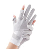 FSN02 1pair UV Resistant Ice Silk Breathable Cool Non-Slip Cycling Driving Thin Gloves Free Code(Gray White)