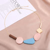 Colorful Resin Beads Statement Necklace Women Multicolor Wood Necklaces Pendants(Blue)