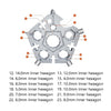 23 In 1 Five-Pointed Snowflake Wrench Combination Tool Mini EDC Portable Household Key Pendant(Silver)