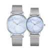 CAGARNY 6812 Round Dial Alloy Silver Case Fashion Couple Watch Men & Women Lover Quartz Watches with Stainless Steel Band