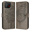 For Asus ROG Phone 8 Embossed Butterfly Leather Phone Case(Grey)