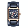 Ochstin 7237 Business Leather Wrist Wrist Waterproof Luminous Skeleton Mechanical Watch(Rose Gold+Blue)