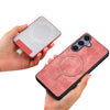 For Samsung Galaxy S25 Ultra 5G Retro Splitable Magnetic Card Bag Leather Phone Case(Pink)
