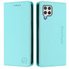 For Samsung Galaxy A22 4G RC01 Dual-Folded Magnetic Suction RFID Leather Phone Case(Mint Green)