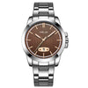 HELEI H9026A-G Men Waterproof Quartz Watch Stainless Steel Calendar Automatic Display Watch(Dark Brown)