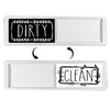Dishwasher Magnet Clean Dirty Sign Double-Sided Refrigerator Magnet(Silver-Black and White)